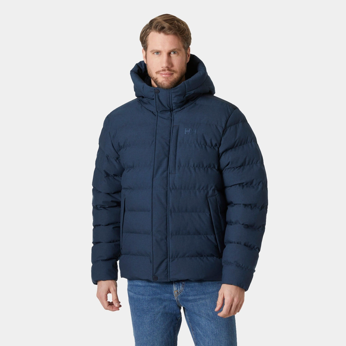 ALBY PUFFY JACKET, NAVY MELANG, XXL