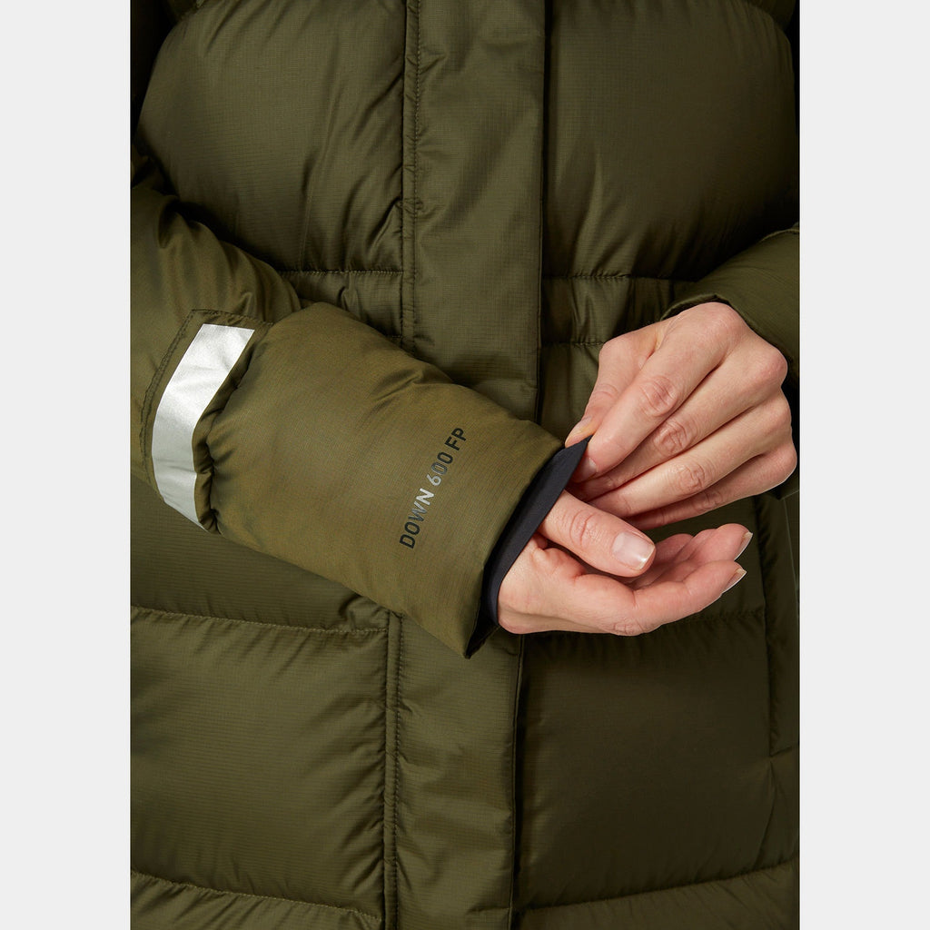 W ESSENCE LONG DOWN COAT, UTILITY GRE, L
