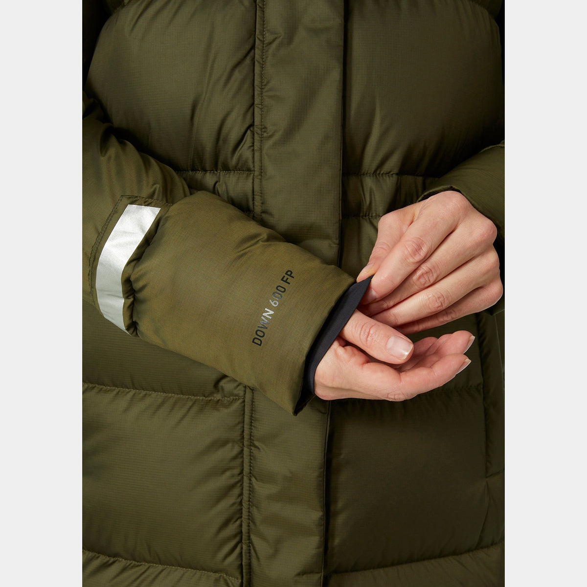 W ESSENCE LONG DOWN COAT, UTILITY GRE, L