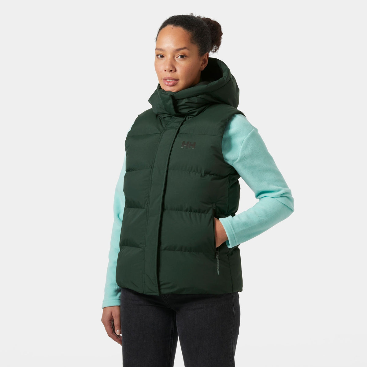 W ADORE PUFFY VEST, DARK JUNGLE, L