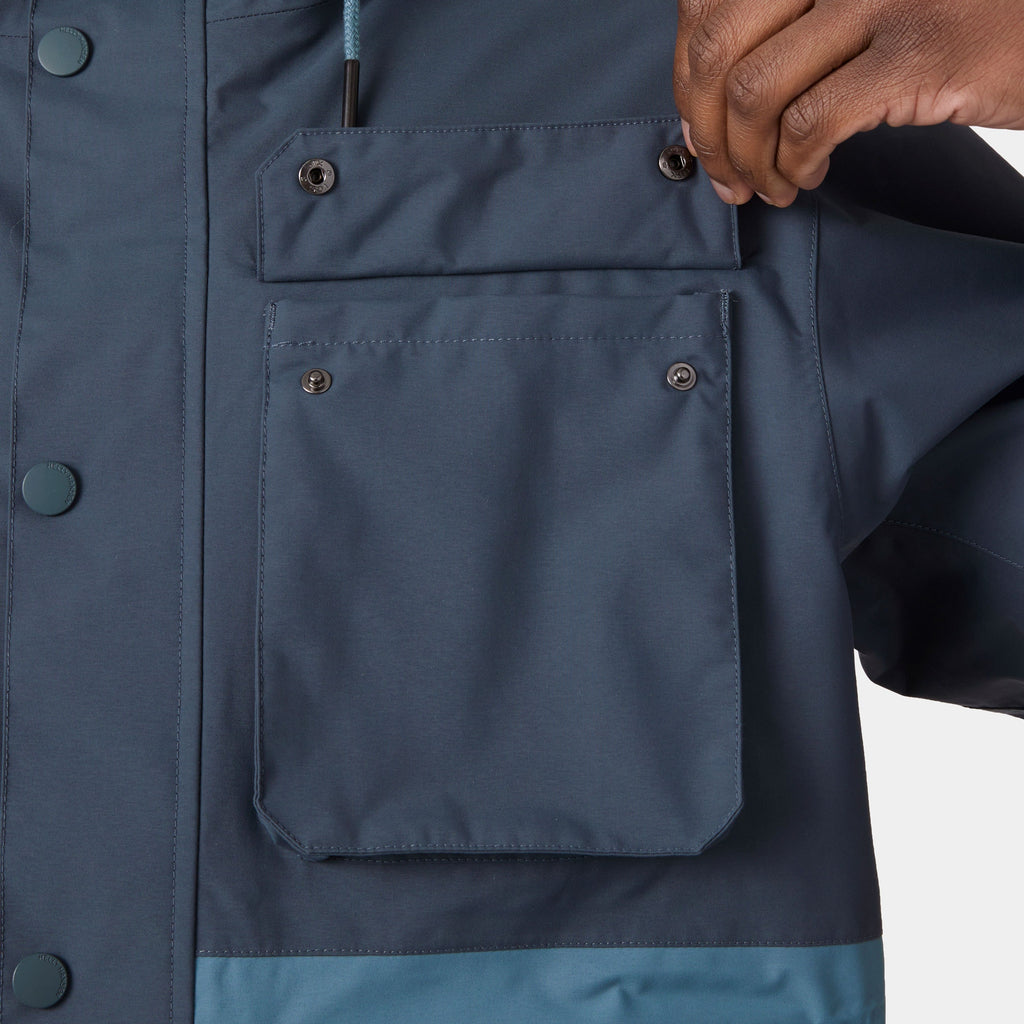 ESCAPE UTILITY RAIN JACKET, WASHED NAVY, XXL
