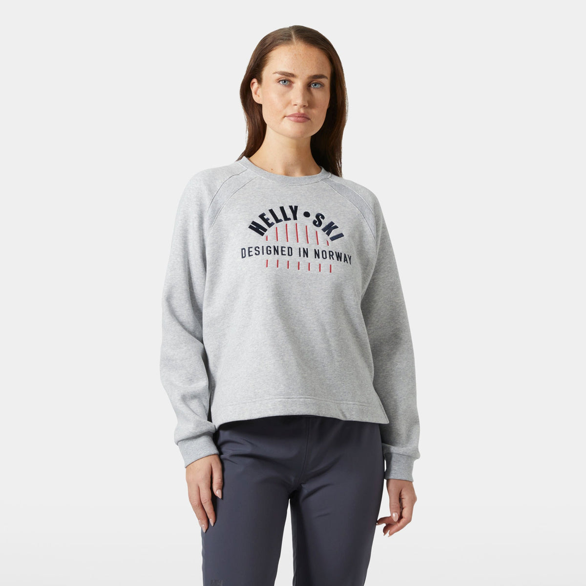 W BLISS SWEATSHIRT, GREY MELANG, L
