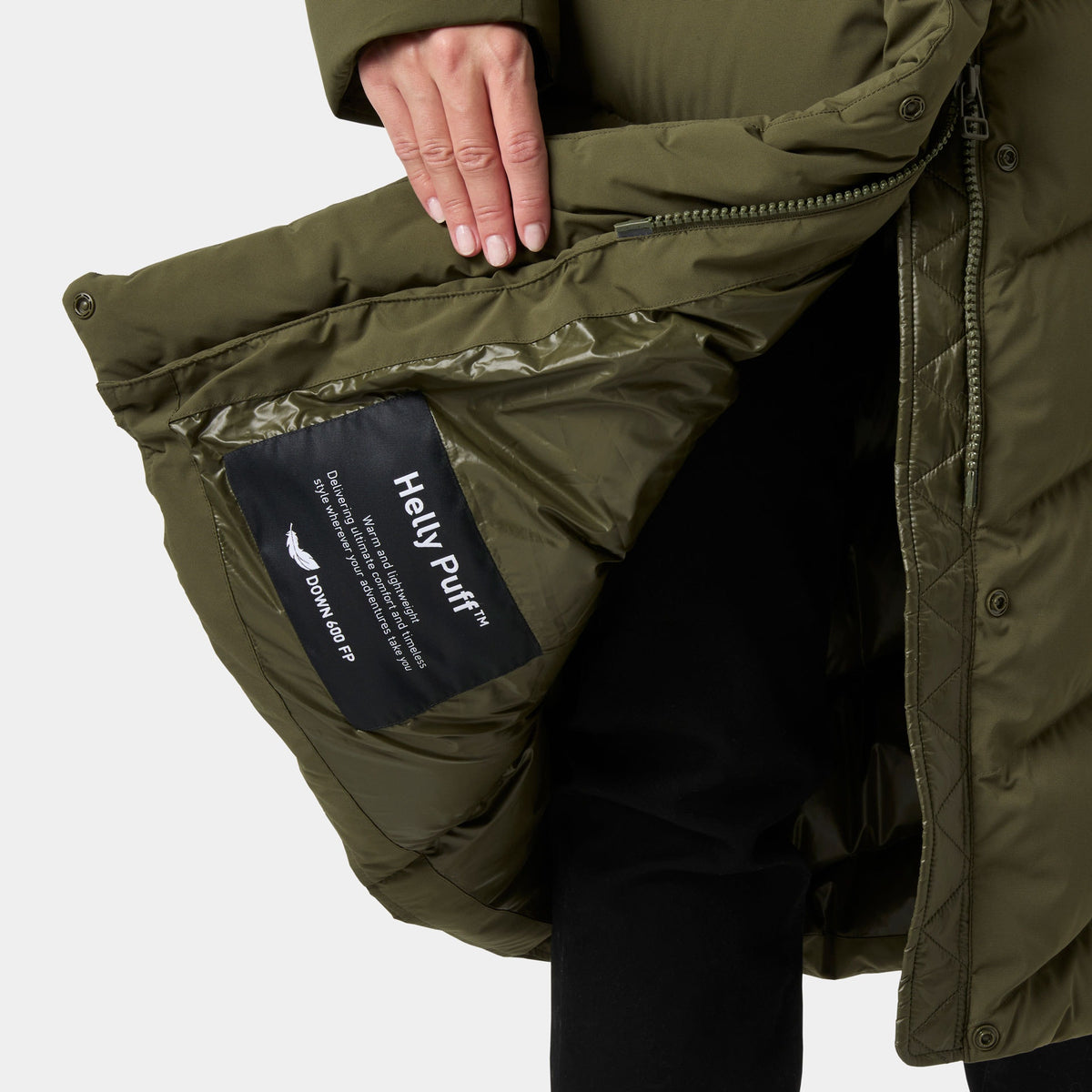 W HELLY PUFF LONG DOWN PARKA, UTILITY GRE, L