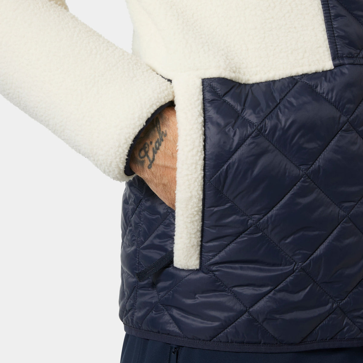 STOWE HOODED HYBRID JACKET, NAVY, XL