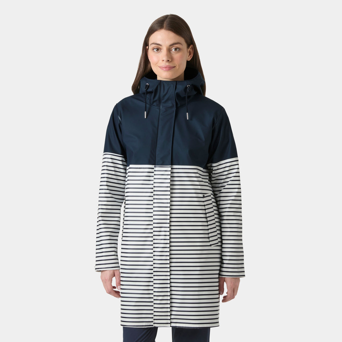 W MOSS BLOCK PU RAIN COAT, NAVY, L