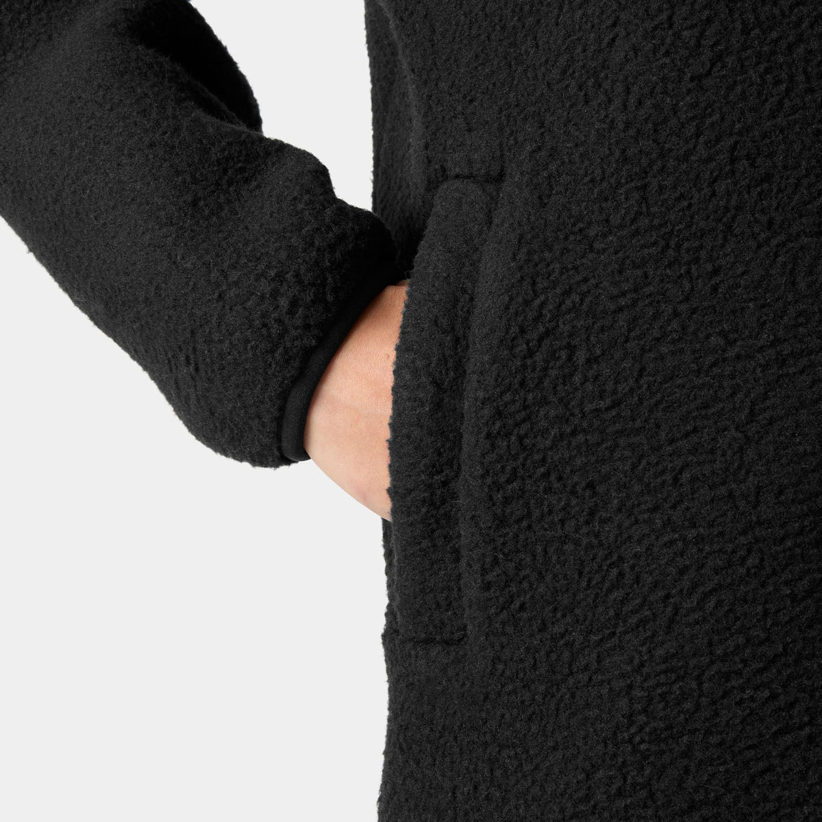 W MAUD PILE JACKET, BLACK, L