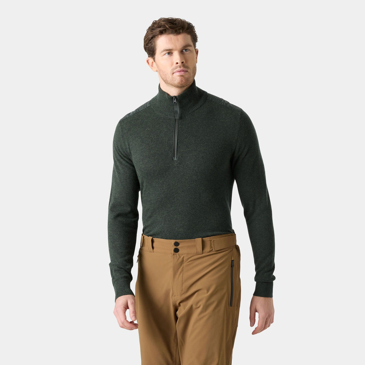 AFTON KNITTED 1/2 ZIP, DARK JUNGLE, XXL