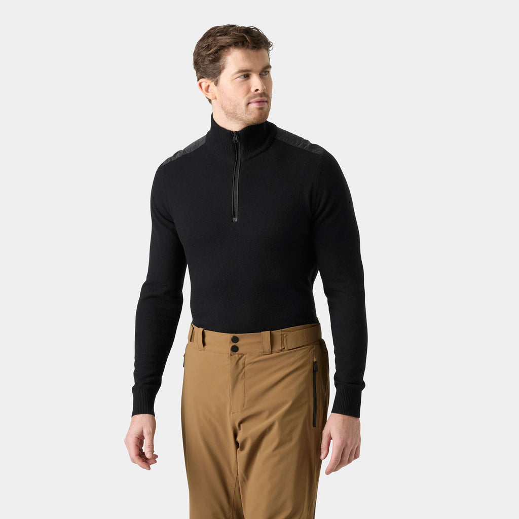 AFTON KNITTED 1/2 ZIP, BLACK, XXL