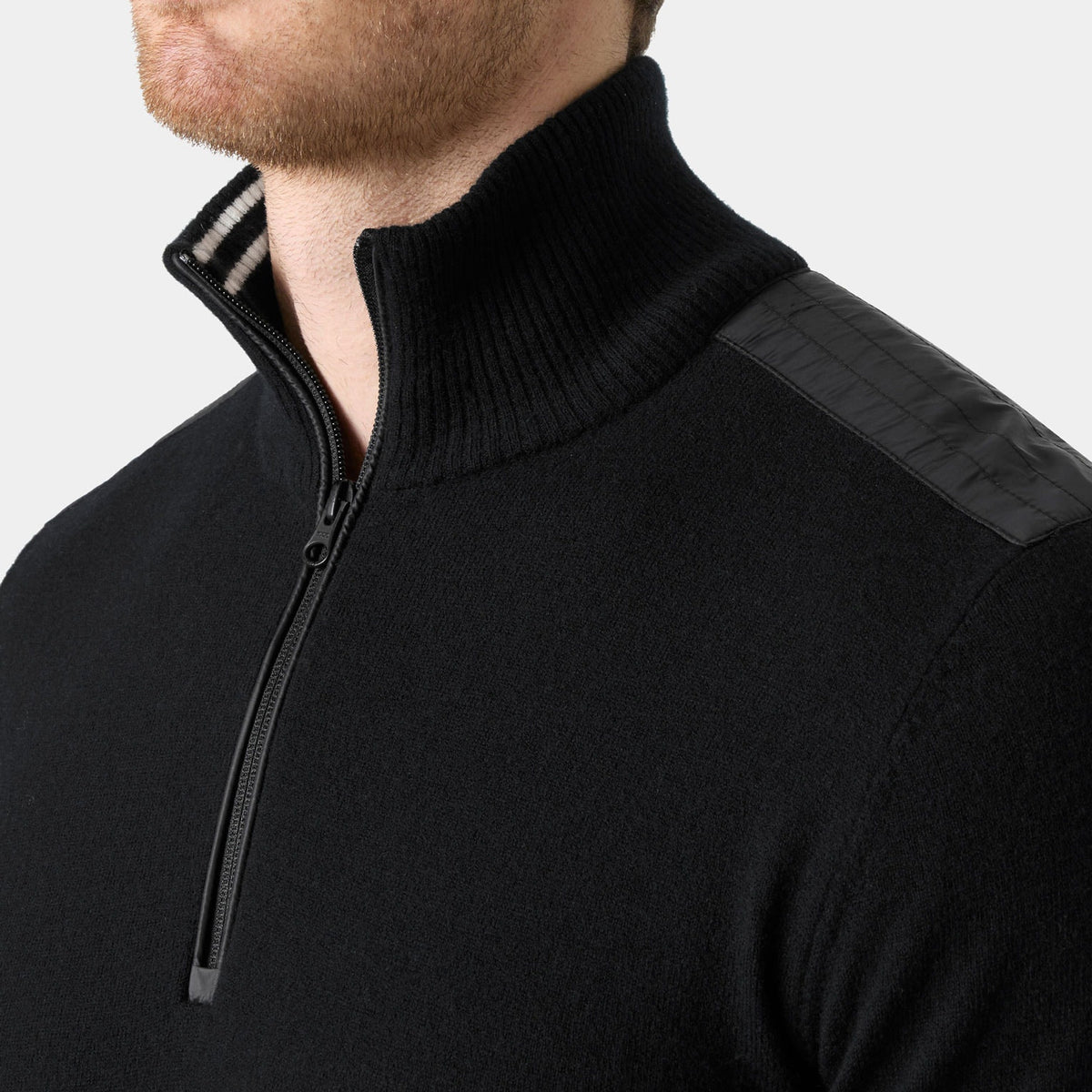AFTON KNITTED 1/2 ZIP, BLACK, XXL