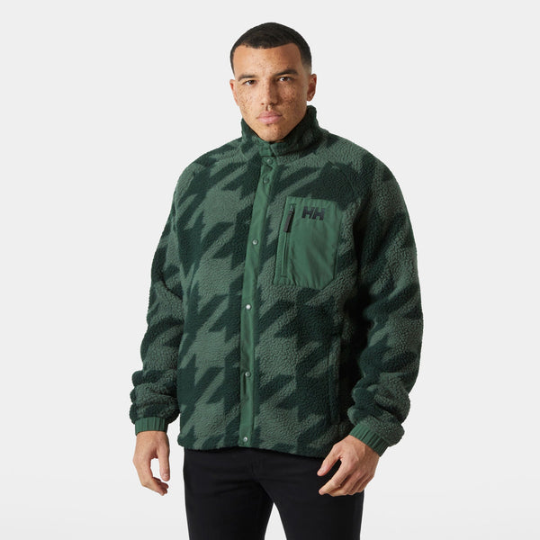 PANORAMA PRINTED PILE SNAP, JUNGLE GREE, L