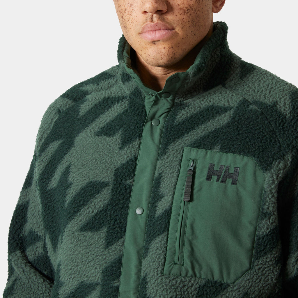 PANORAMA PRINTED PILE SNAP, JUNGLE GREE, L
