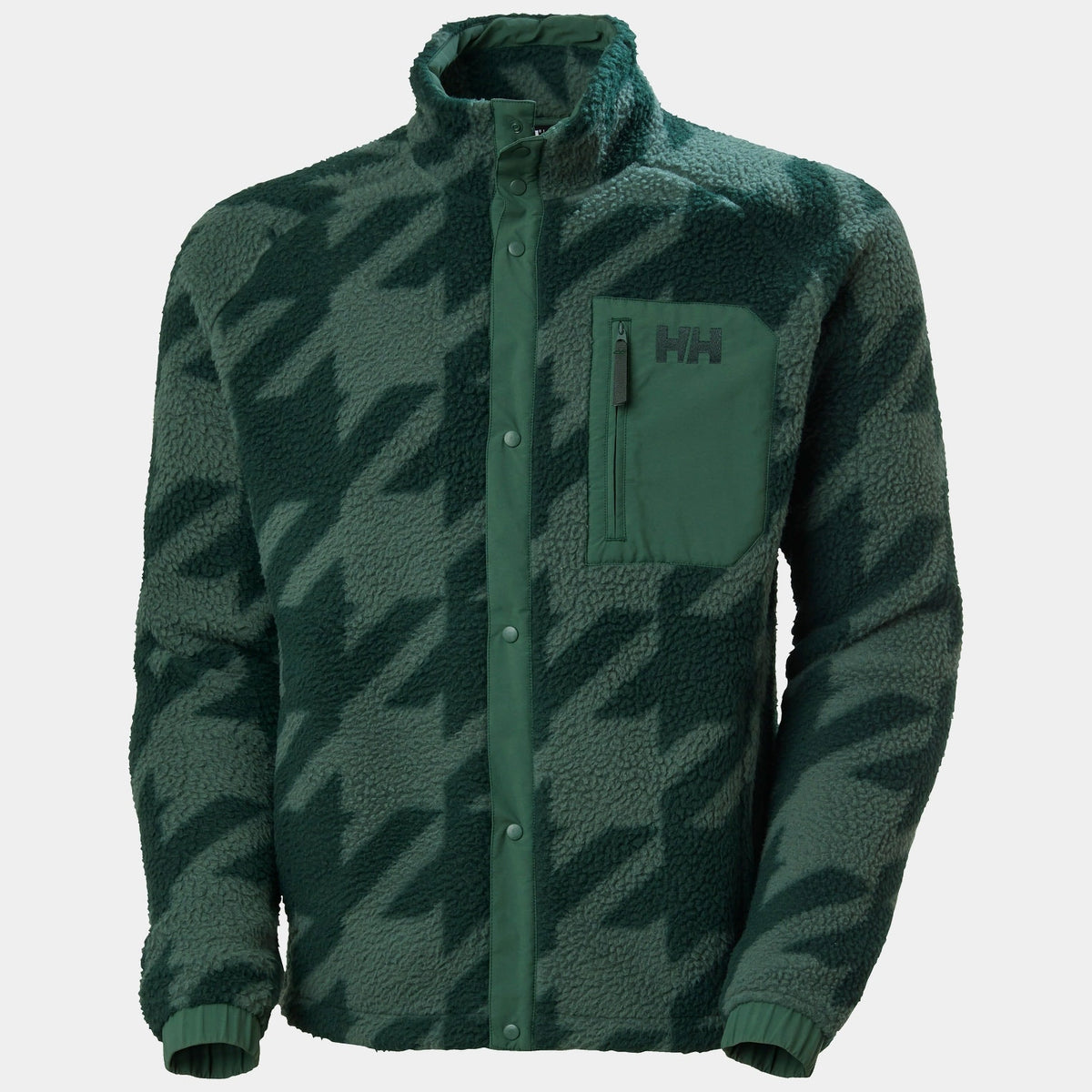 PANORAMA PRINTED PILE SNAP, JUNGLE GREE, L