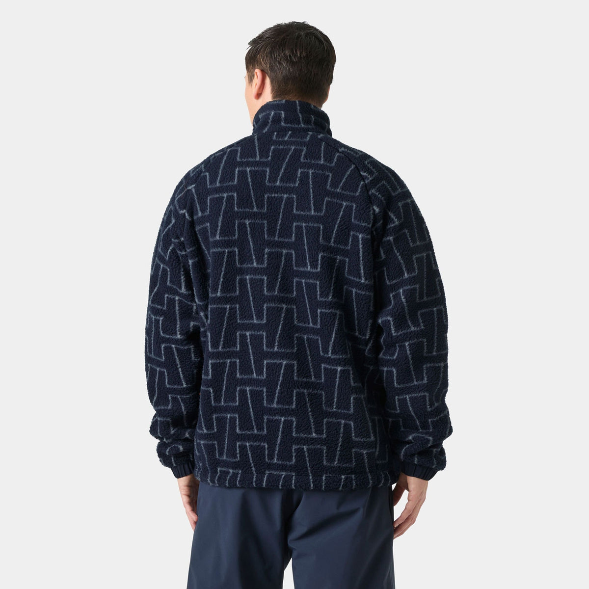 PANORAMA PRINTED PILE SNAP, NAVY MONOGR, XXL