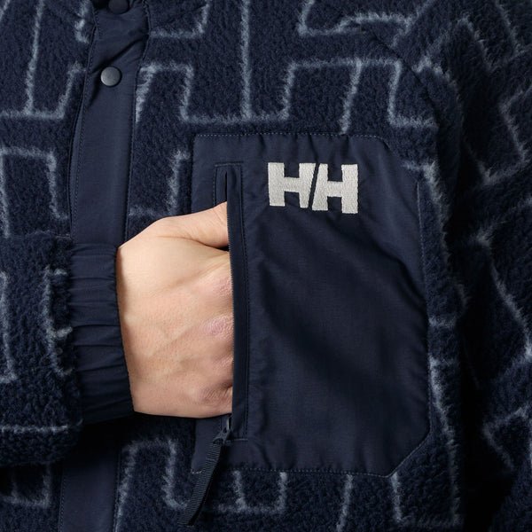 PANORAMA PRINTED PILE SNAP, NAVY MONOGR, XXL