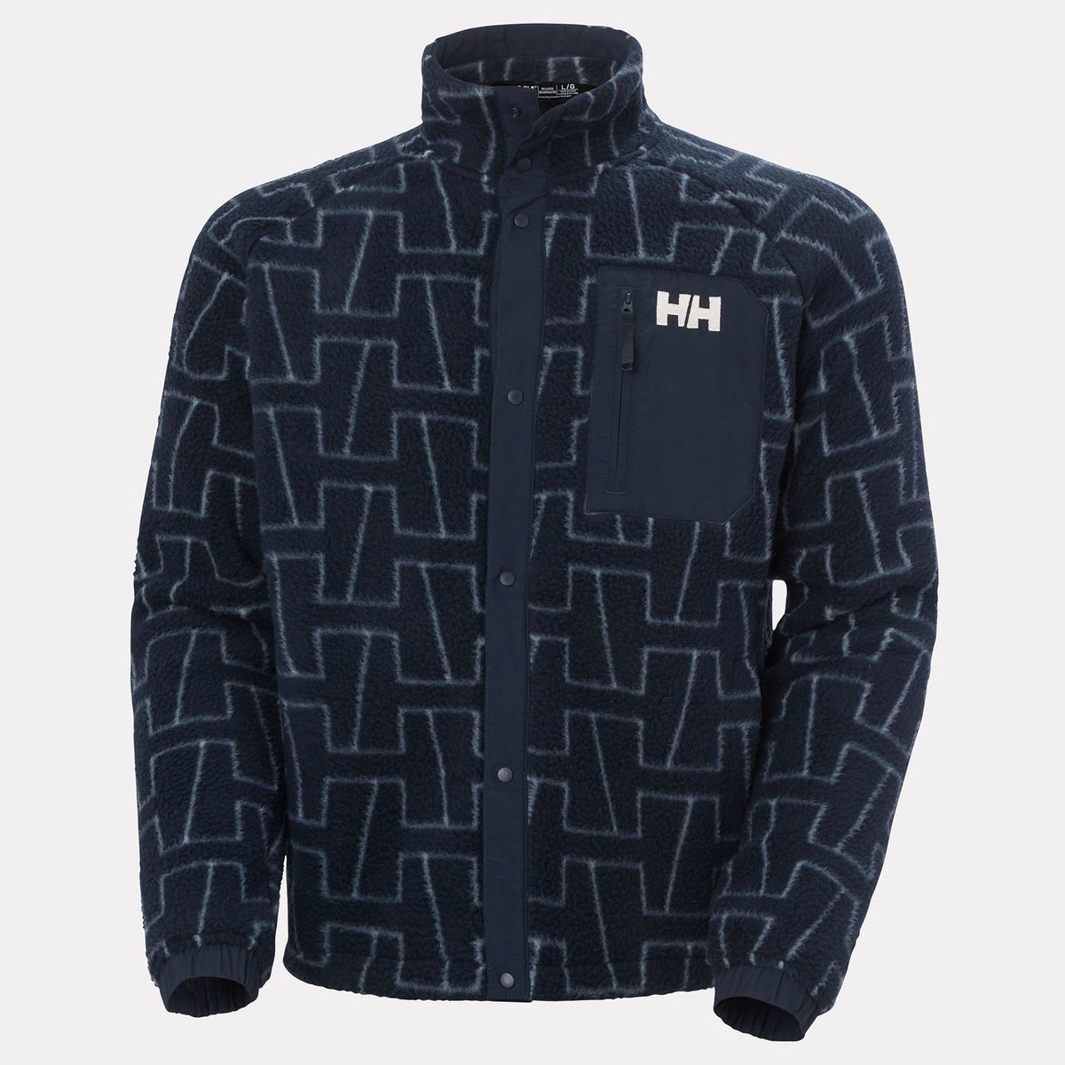 PANORAMA PRINTED PILE SNAP, NAVY MONOGR, XXL