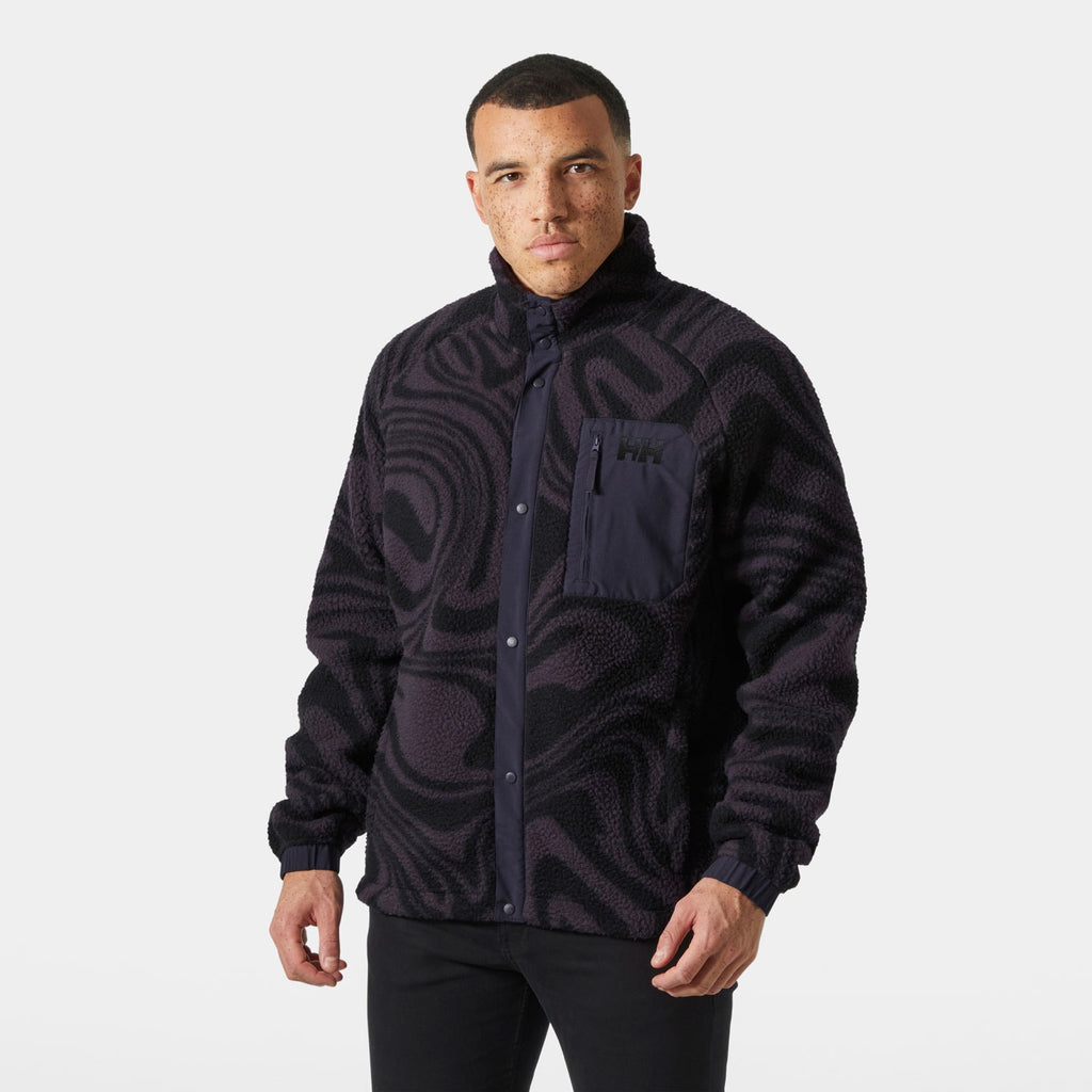 PANORAMA PRINTED PILE SNAP, BLACK GRAPE, S