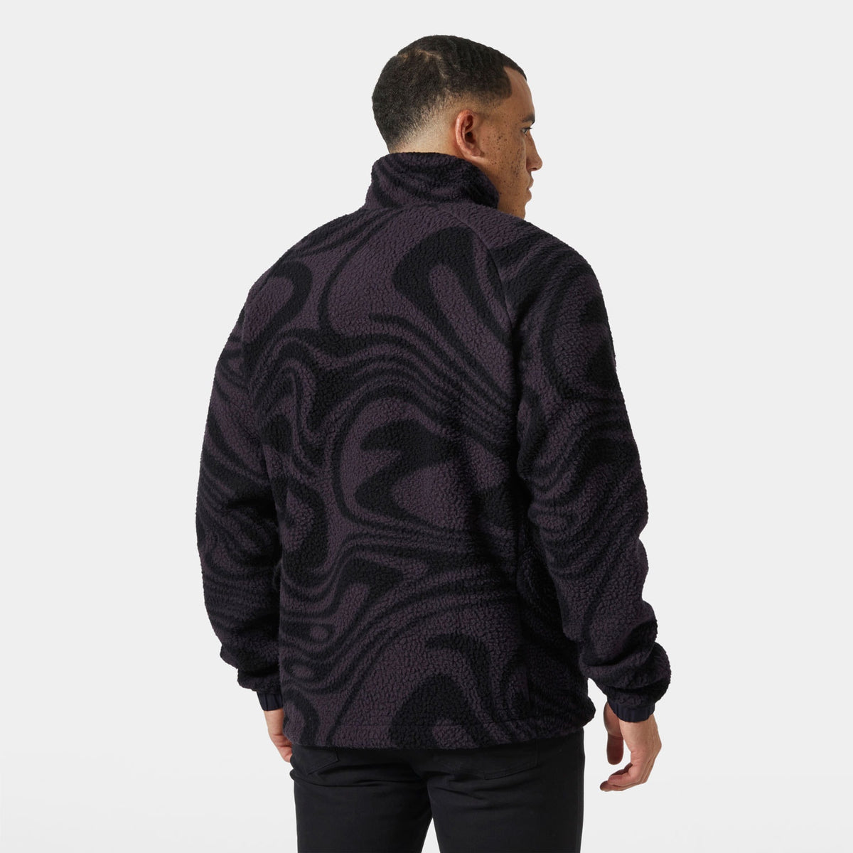 PANORAMA PRINTED PILE SNAP, BLACK GRAPE, S