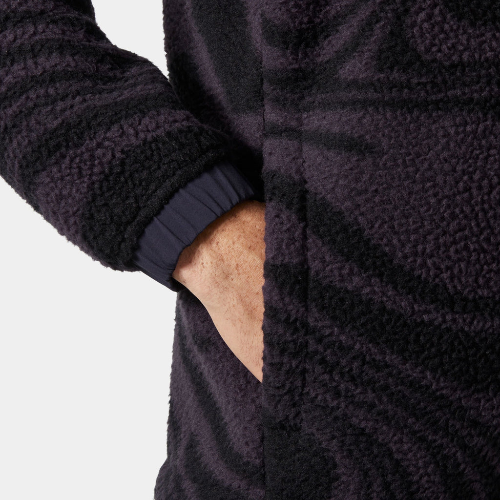 PANORAMA PRINTED PILE SNAP, BLACK GRAPE, S
