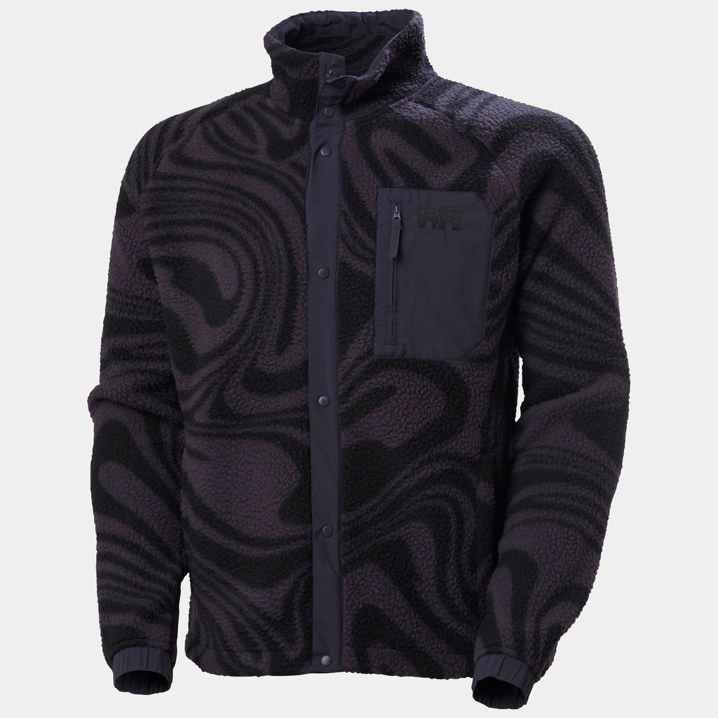 PANORAMA PRINTED PILE SNAP, BLACK GRAPE, S