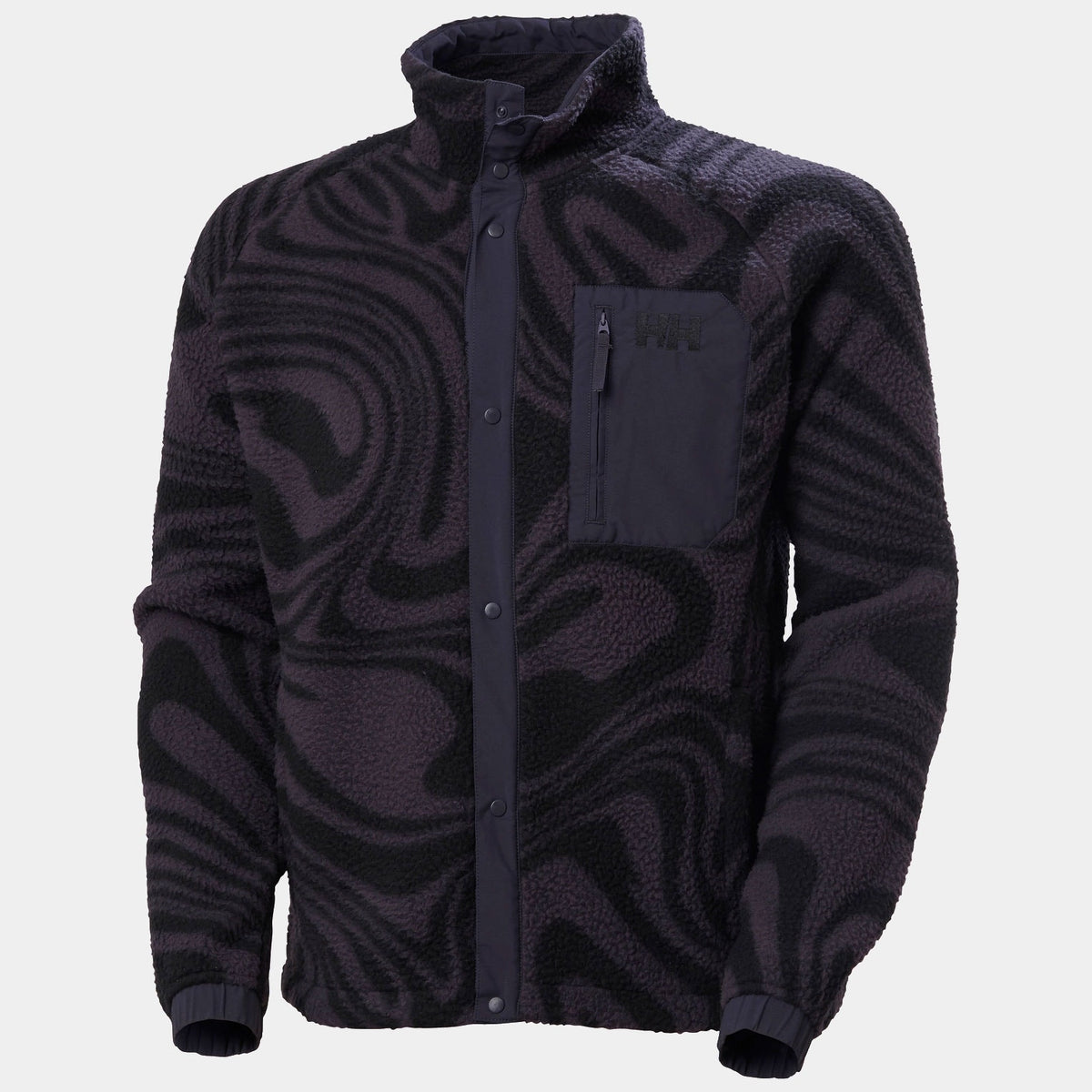 PANORAMA PRINTED PILE SNAP, BLACK GRAPE, S