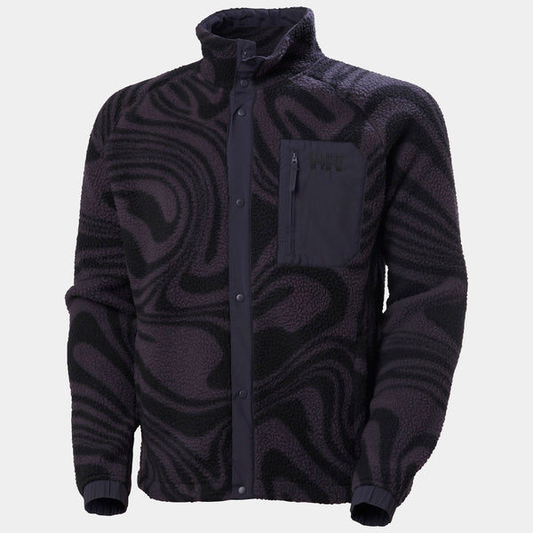 PANORAMA PRINTED PILE SNAP, BLACK GRAPE, S
