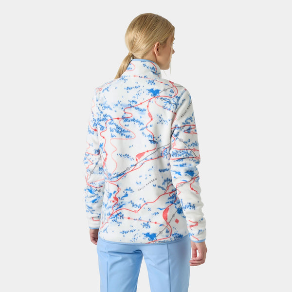 W MARIDALEN PRINTED FLEECE, WHITE SLOPE, L