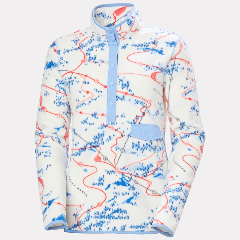 W MARIDALEN PRINTED FLEECE, WHITE SLOPE, L