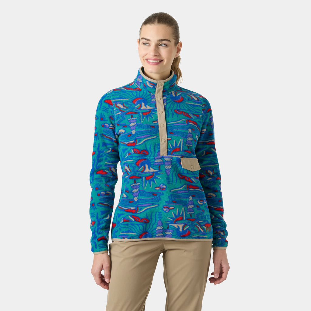 W MARIDALEN PRINTED FLEECE, DARK MINT R, L