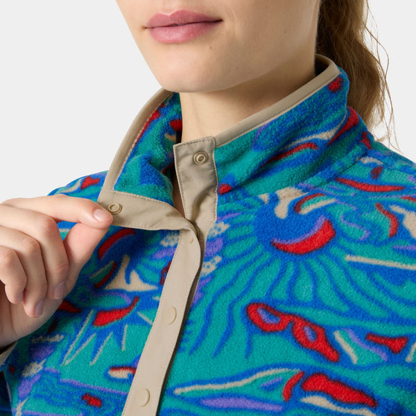 W MARIDALEN PRINTED FLEECE, DARK MINT R, L