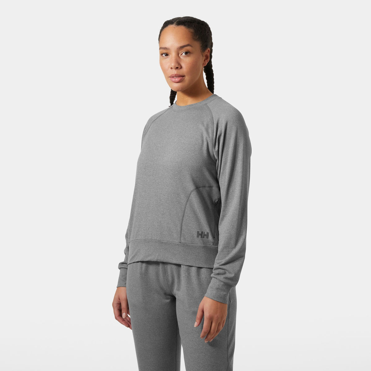 W TYRI KNIT CREW NECK, EBONY MELAN, L