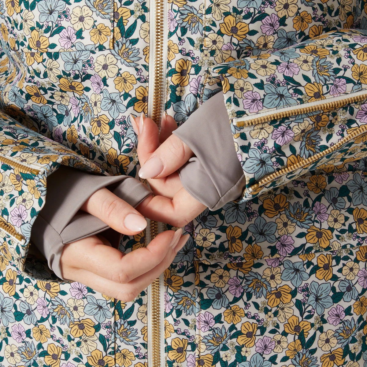 W ST MORITZ INS 20 JKT, SAND FLORAL, L