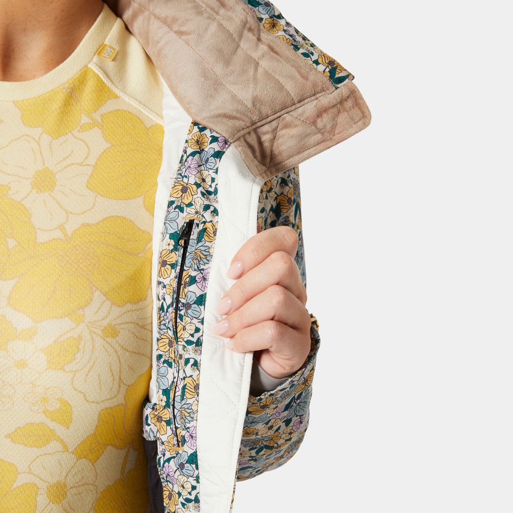 W ST MORITZ INS 20 JKT, SAND FLORAL, L