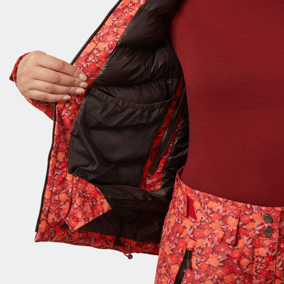 W VALDISERE 30 JACKET, RED FLORAL, L